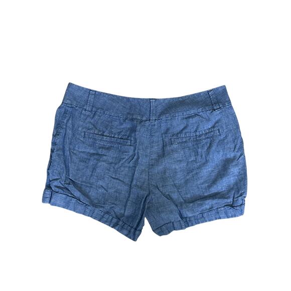 Ann Taylor LOFT Chambray Linen Shorts Women's 6 Blue Mid Rise - Picture 3 of 6